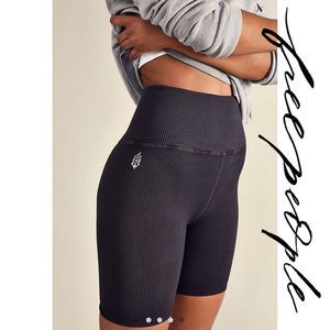 Free People High Rise Happiness Runs Ribbed Bike Shorts NWOT M/L